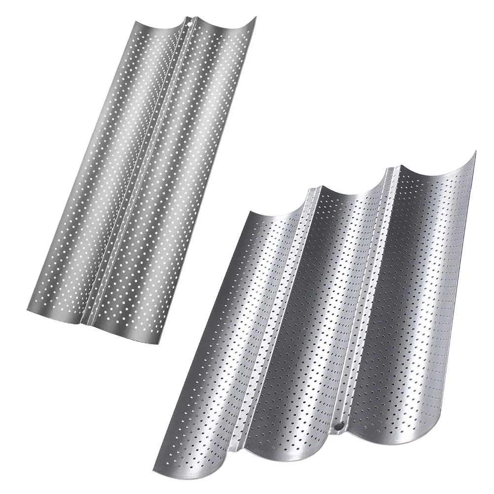 

Pan Bread Tray Baking French Mold Loaf Bun Perforated Toast Pans Rolls Nonstick Hot Dog Bake Metalmolds Bakery Mini Silicone