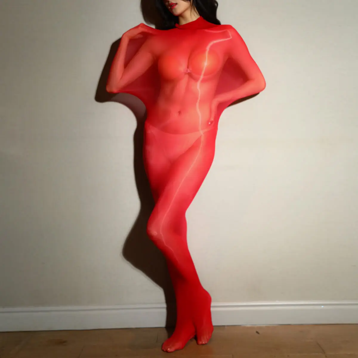 

Metelam Women's See Through Shiny Glossy Bodysuit Mummy Sleeping Bag Nylon Bodystocking