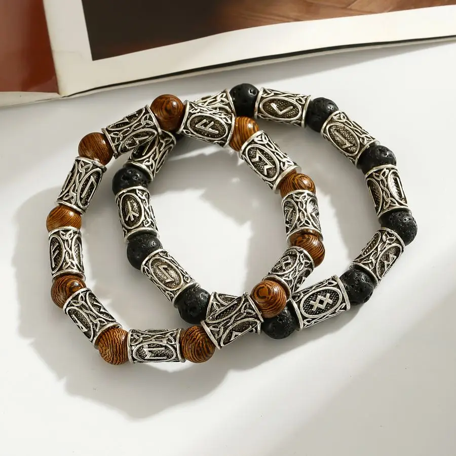 

Energy Volcanic Stone Jewelry Bracelet Yoga Chakra Wooden Bead Ancient Accessories Alloy Elastic Rope Bead String Bracele