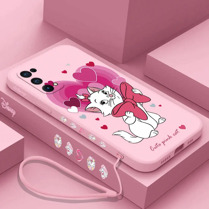 

Disney Marie Cat Phone Case For OPPO Realme 8 7 7i 6i 6 Pro C1 C11 C12 C15 C20 C21Y C25 C25S RENO 3 4 4G FIND X3 LITE Hand Strap