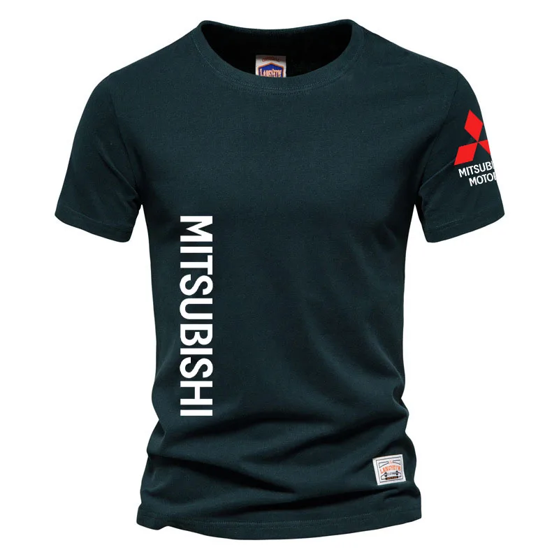 

Summer Men's T-Shirt Loose Oversized Men's Short Sleeve Mitsubishi car logo print 100% Cotton Casual Sports Men's T-Shirt Top