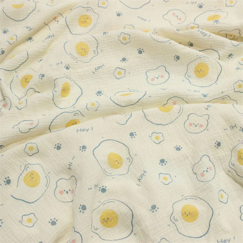 

Cartoon Print Cotton Crepe Fabric By Meters Double Seersucker Material for DIY Sewing Patchwork Baby Cloth Pajamas Blanket 135cm