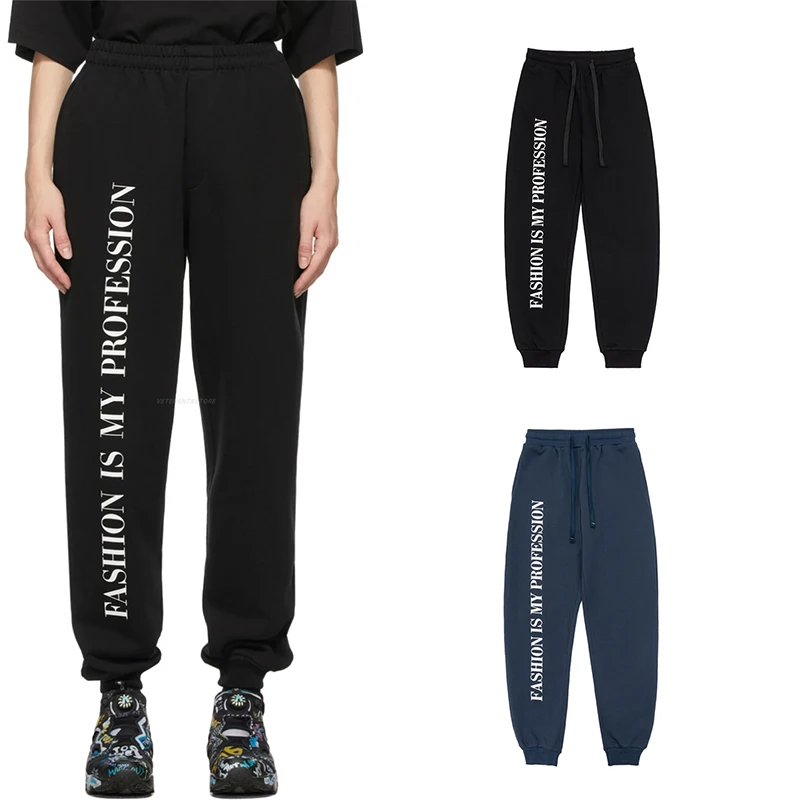 

Брюки Vetement для мужчин и женщин, осенне-зимние эластичные повседневные брюки на завязках с буквами и цветами