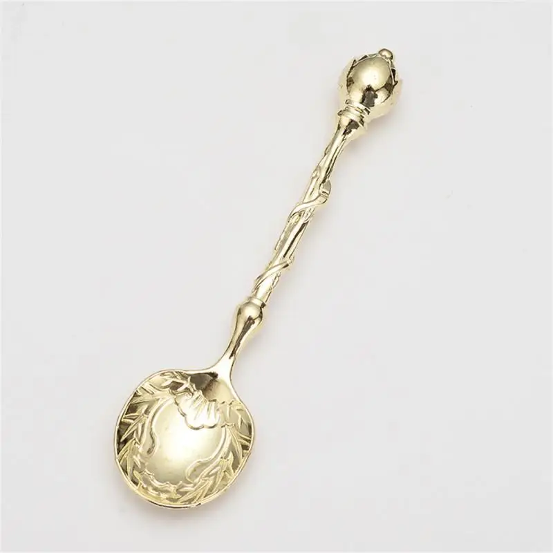 

Curved Handle Design Dessert Spoons One-piece Molding Design Cake Coffee Spoon Easy Cleaning Retro Style Kitchen Tableware