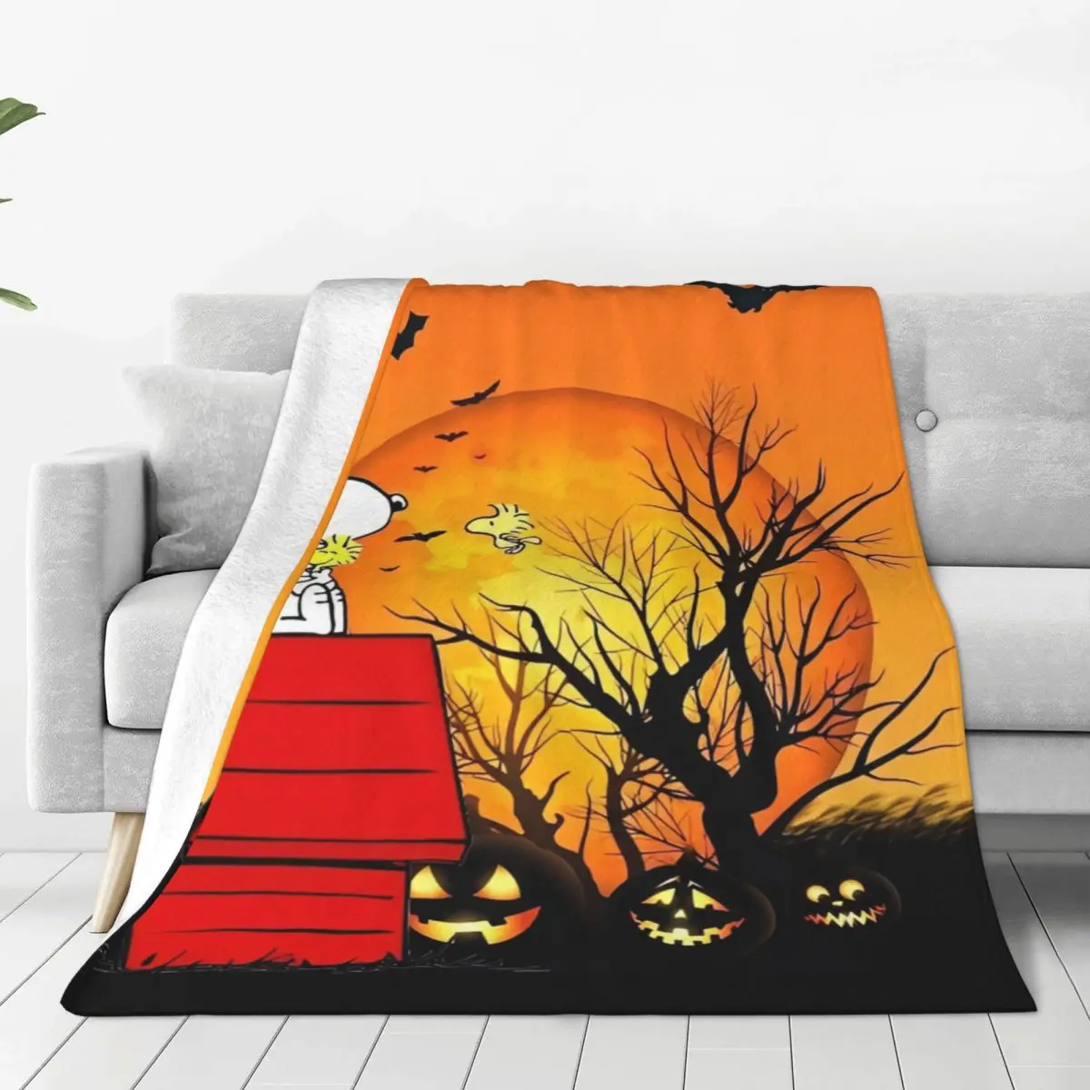 Мягкое теплое одеяло Snoopy на Хэллоуин плюшевое покрывало Miniso для пикника