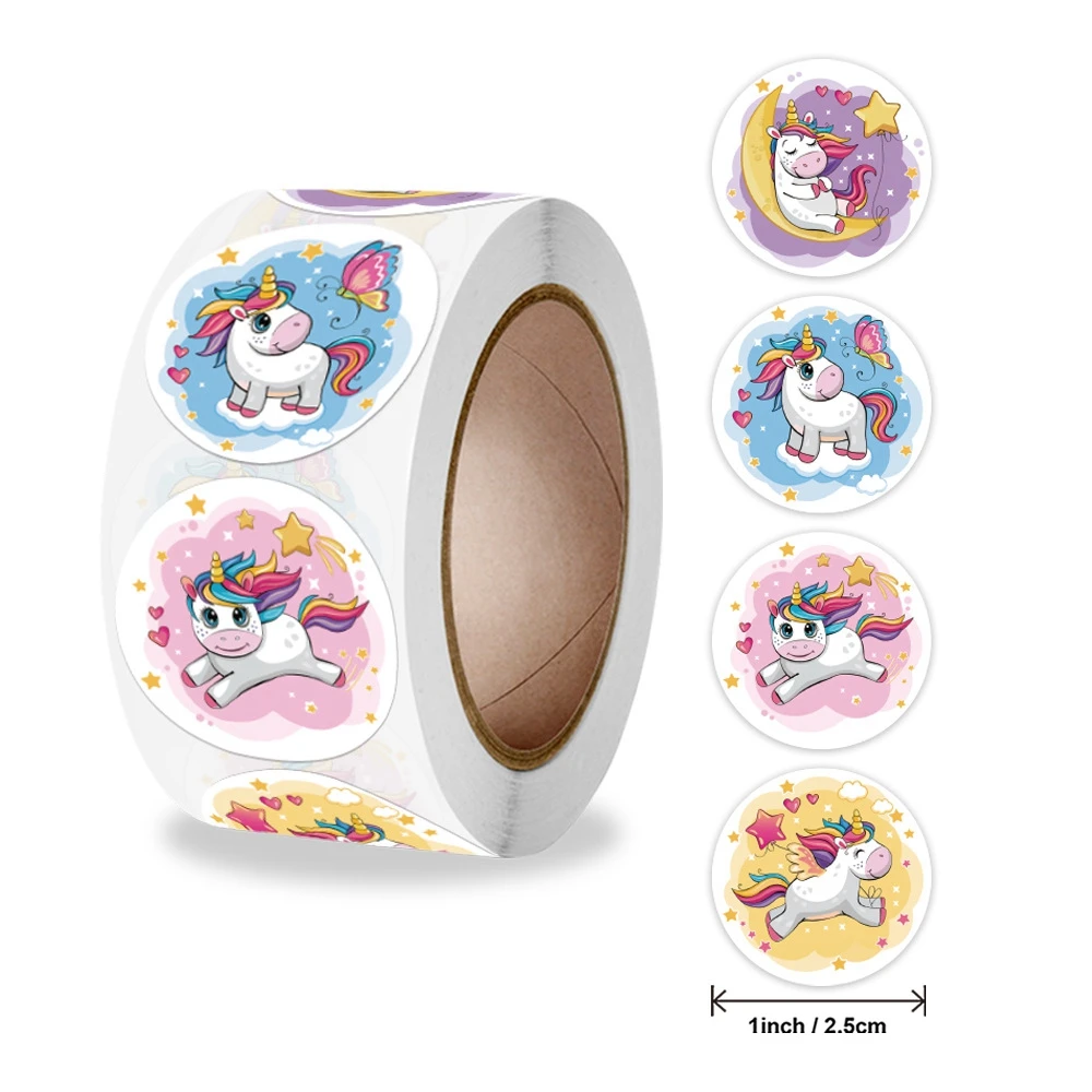 

50-500 шт., 1 дюймовые наклейки в виде мультяшных животных