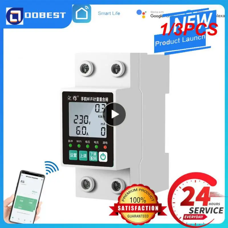 

1/3PCS TUYA WiFi Smart Earth Leakage Over Under Voltage Protector Relay Device Switch Breaker Energy Power kWh Meter Smart Life