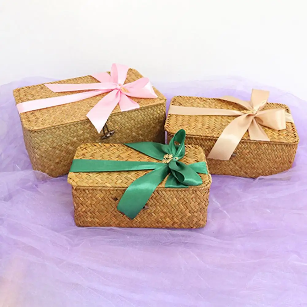 

Долговечный подарок коробка с пуговицами, винтажная плетеная коробка для хранения ручной работы, контейнер для хранения бытовых продуктов