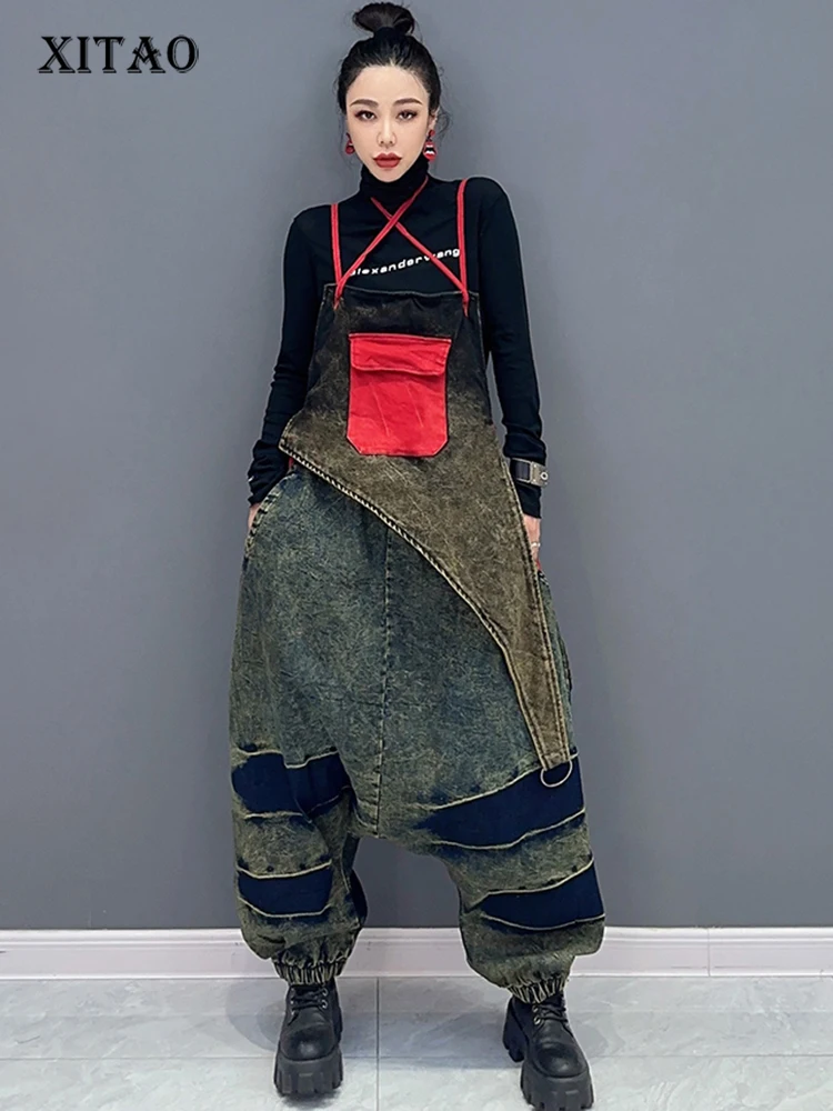 

XITAO Sling Loose Casual Jumpsuit Personality Fashion Appear Thin 2023 Autumn Women New Korea Street Trendy Jumpsuit ZY8623