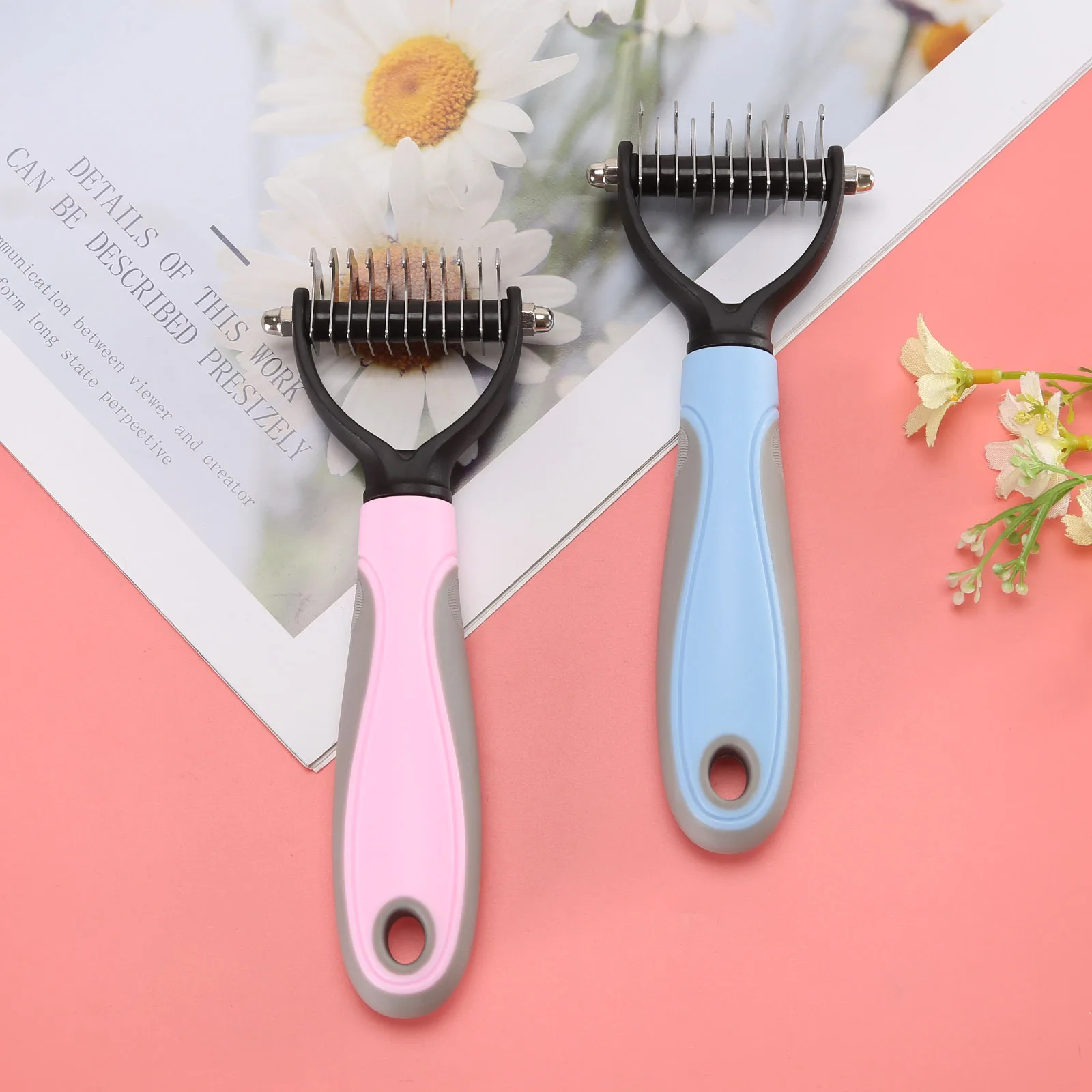 

ZK30 Depilatory Combs for Dogs Detanglers for Cats Fur Trimming Brushes Grooming Tools for Long Curly Hair Pets