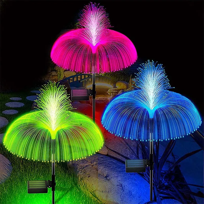 

Double Solar Jellyfish Light 7 Colors Garden Lights LED Fiber Optic Spotlights Outdoor Waterproof Lamp for Lawn Patio Decoration