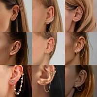 1 piece set of spiral cartilage artificial ear clips a variety of simple geometric butterfly tassel zircon ear studs adjustable