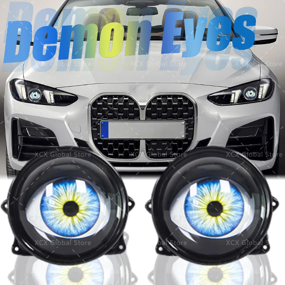 2/1в1 автомобильные Demon Eye Red динамические 3-дюймовые линзы с глазами дьявола для