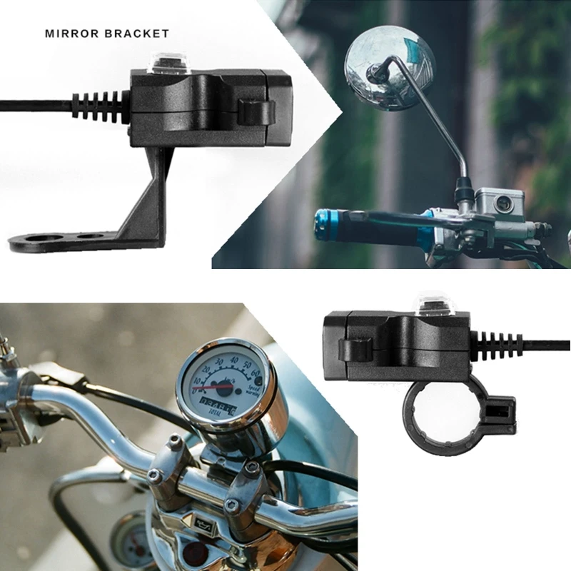 Motorcycle USB Phone Charger Waterproof 9-24V Dual USB Port Power Socket E-bike Handlebar USB Charger Adapter D7YA