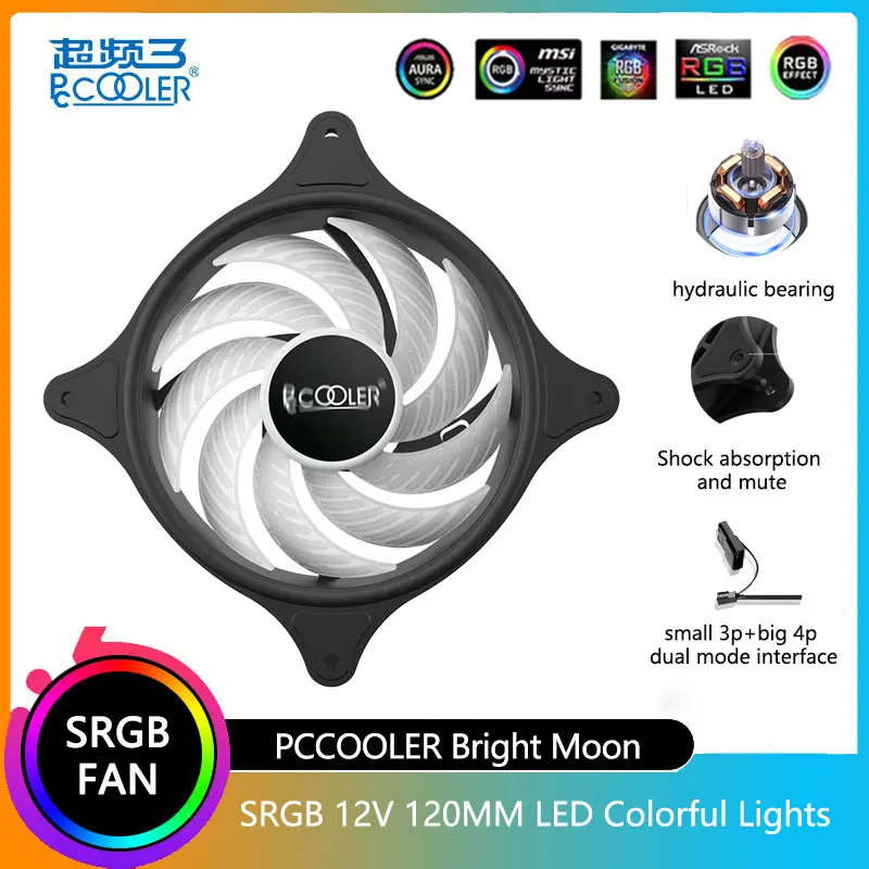 Pccooler Brigth Moon Fan 120mm 12V 3Pin/4Pin FAN SRGB Colorful Silent Chassis Fan Can Be Connected In Series Fan enlarge