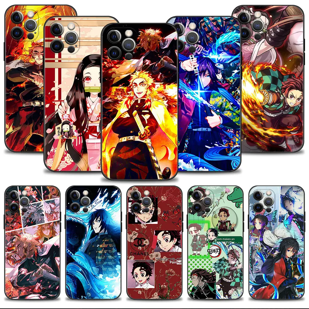 

For iPhone 8 Plus X 7 XR 12 14 11 XS 13 Pro Max SE SE2022 5S 5 SE2 Mini 6S Bag Anime Demon Slayer Etui Coque