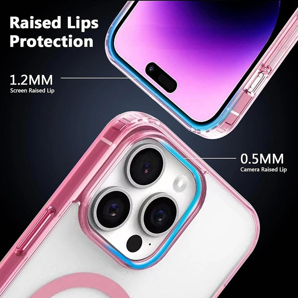 Фото Прочный Магнитный Гибридный чехол Magsafa для iPhone 16 15 14 13 12 11 Pro Max Plus Mini, матовый жесткий силиконовый чехол из поликарбоната карамельных цветов №5