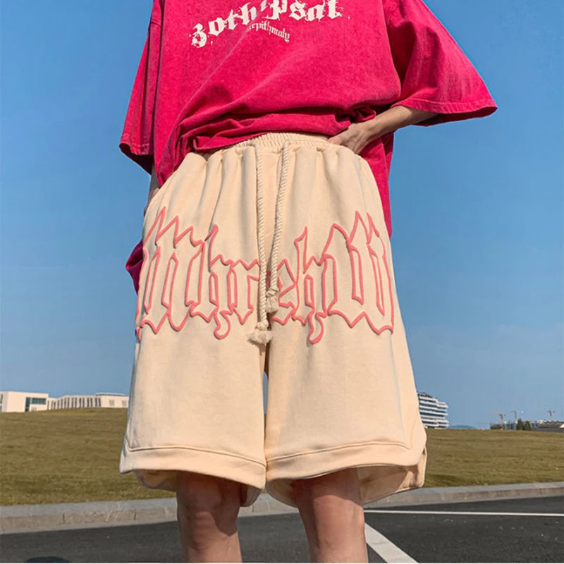 

Retro y2k streetwear printed shorts women hip-hop casual sports basketball five-point pants women bottoms pants wide leg pants