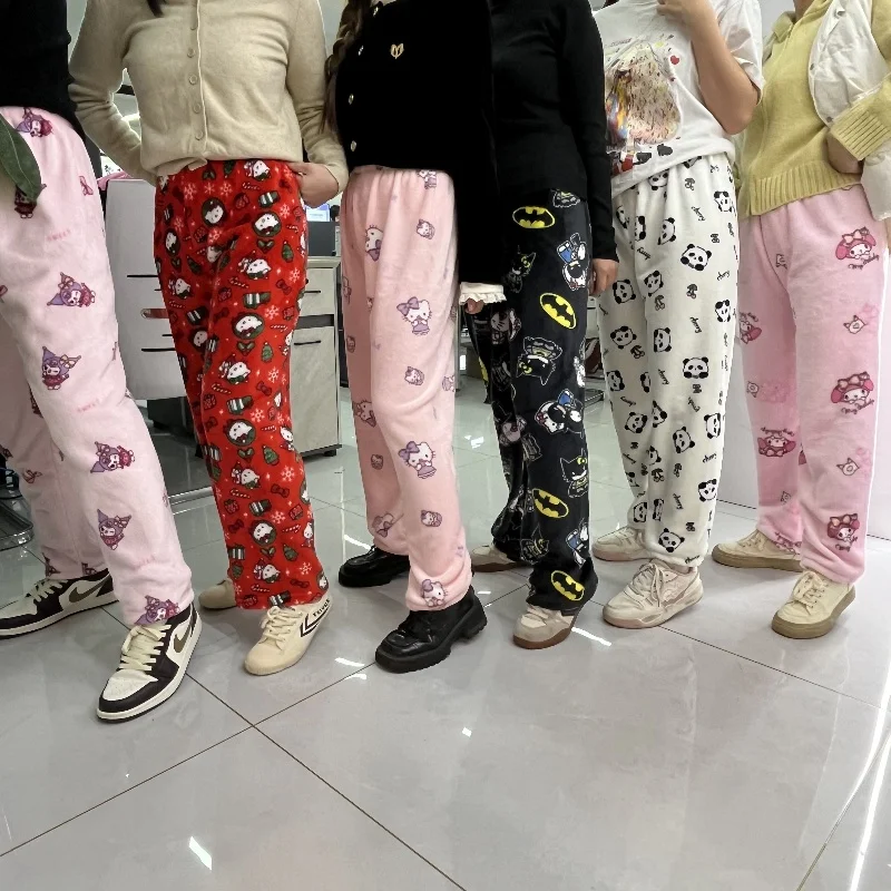 Рождественская серия Hello Kitty Panda мягкие пижамные штаны Melody женские теплые