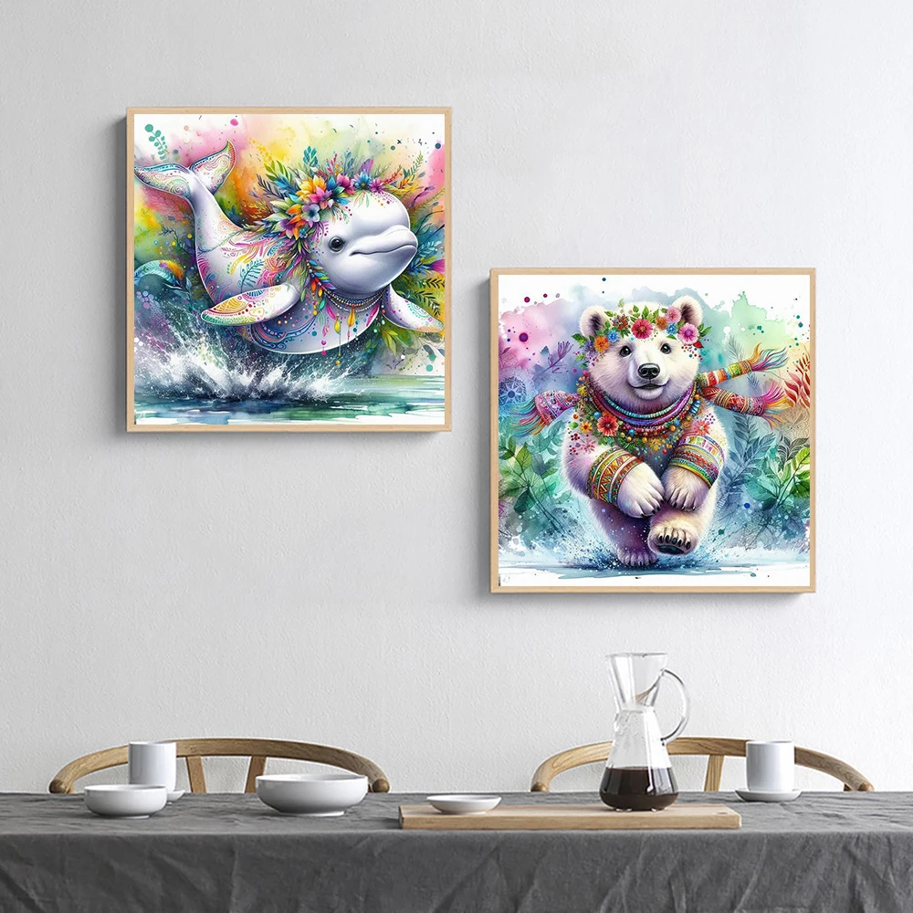 Алмазная живопись с перьями Индийского цвета набор для мозаики 5D цветочное