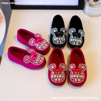 disney new girls casual shoes princess single shoes baby mickey mouse wear resistant fashion peas shoes