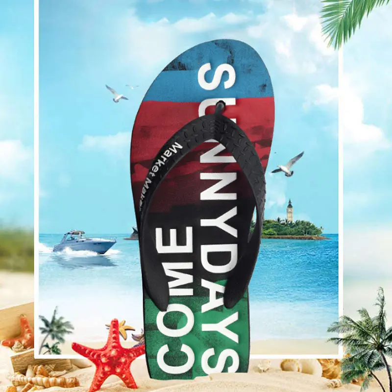 

New summer men's slippers pvc wear anti-slip massage fashion color matching waterproof tide sports flip flops