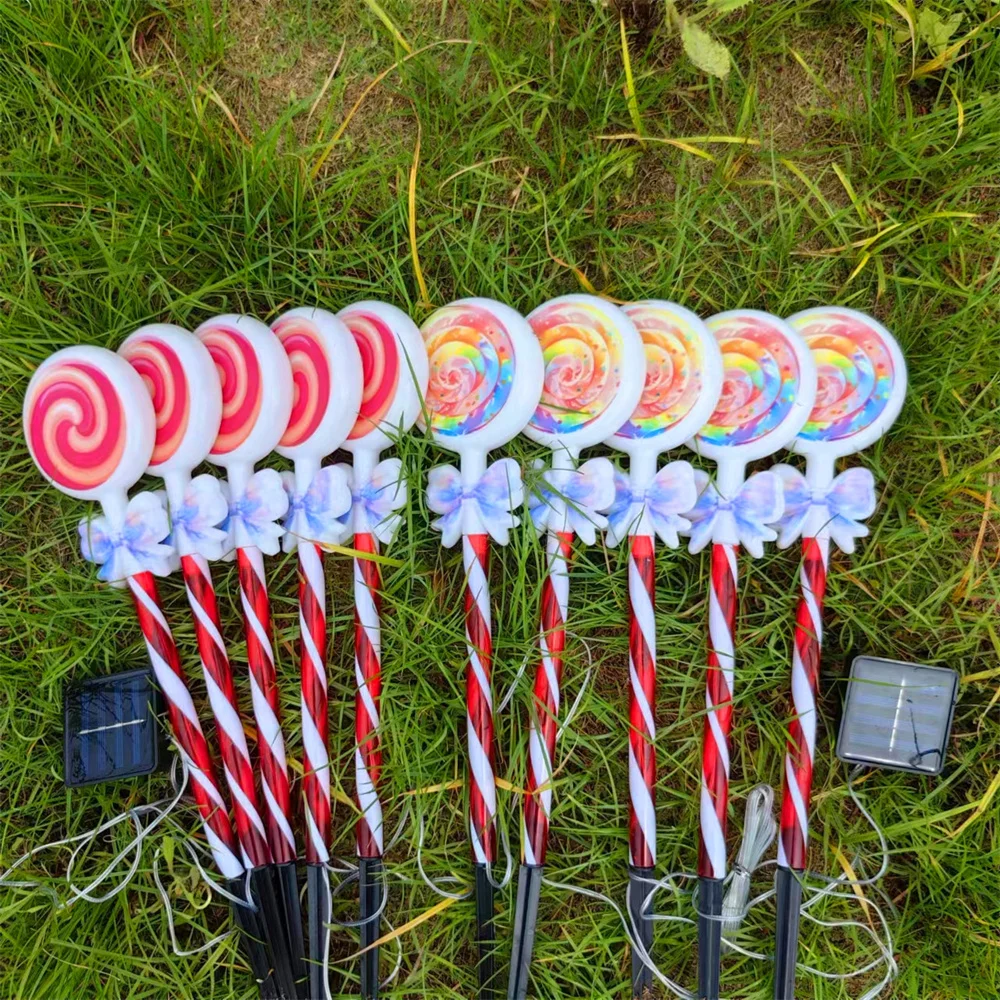 5 шт. солнечные фонари для газона уличный Рождественский лук леденец