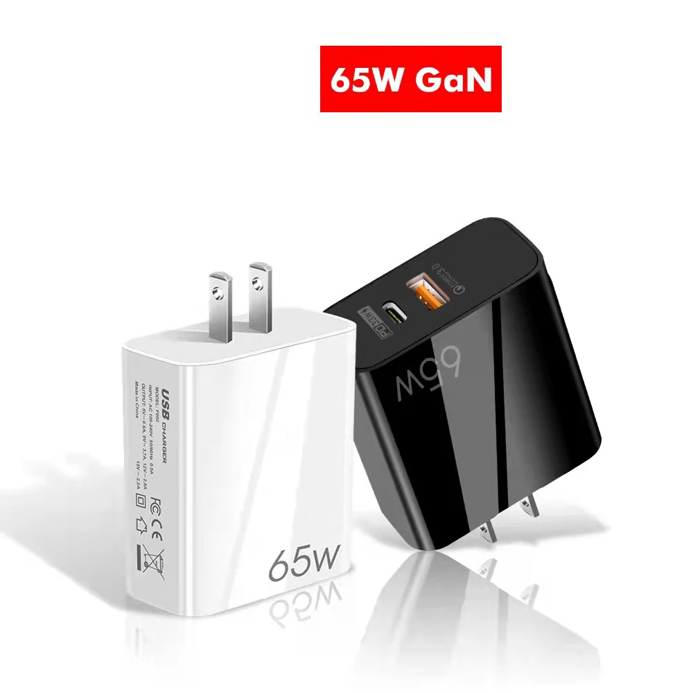 

USB PD 65W GaN Quick Charger QC 3.0 USB + Type C Fast Charger for Macbook Laptop iPhone 13 12 Pro Max Xiaomi Mi 11 Samsung S22