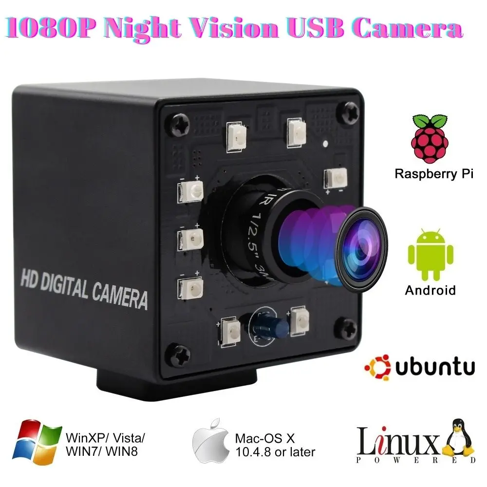 1080P Full HD USB Webcam CMOS OV2710 30fps/60fps/ 100fps IR Infrared Night Vision Mini UVC 2MP USB Video Camera for Security