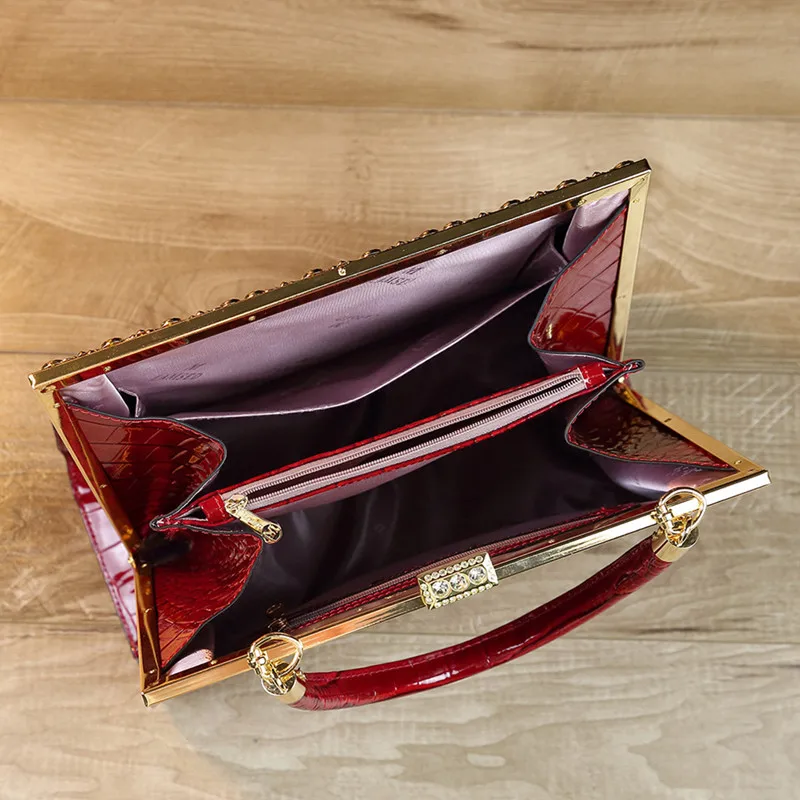 Роскошная модная женская сумочка со стразами сумка через плечо с крокодиловым