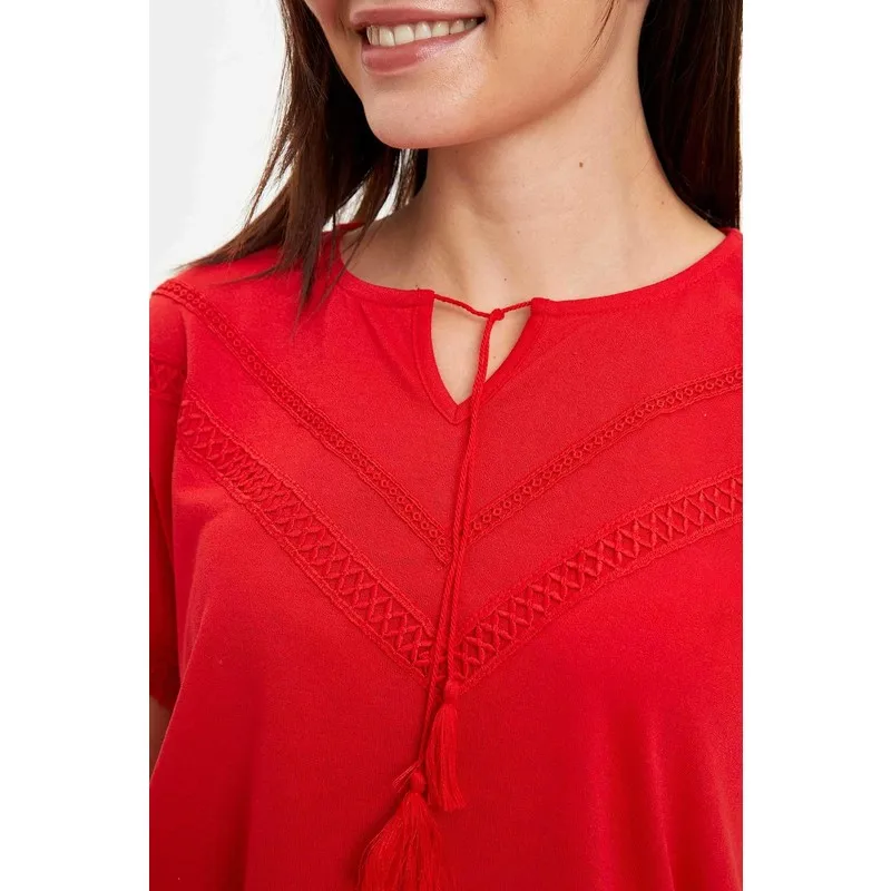 

Ruched Halter-Neck Lacing Detailed Short Sleeve T-Shirt N7799Az20Sm T Shirt Y2K Top Nostalgic Summer Women T-Shirt Anime Bluz