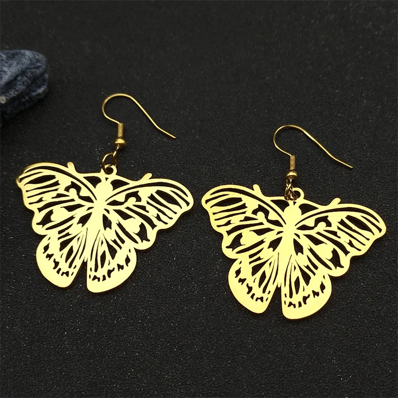 Полые серьги-кольца с бабочкой и цветком для женщин мужчин серьги-капли из