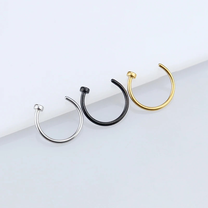 Fake Pierced Nose Ring Titanium Steel Nose Ring Spacer Ladies Fashion Ha Rock Ear Clip Jewelry Gift Magnetic Fake Piercing Hoop images - 6
