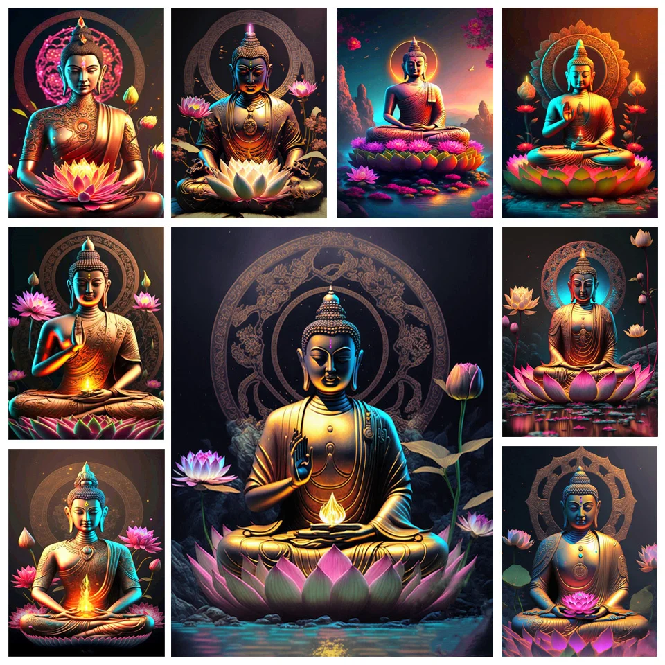 MomoArt полноразмерная алмазная живопись Будды, бусины, вышивка 5D алмазная, мозаичная, религиозная, Набор для вышивки крестиком WE847