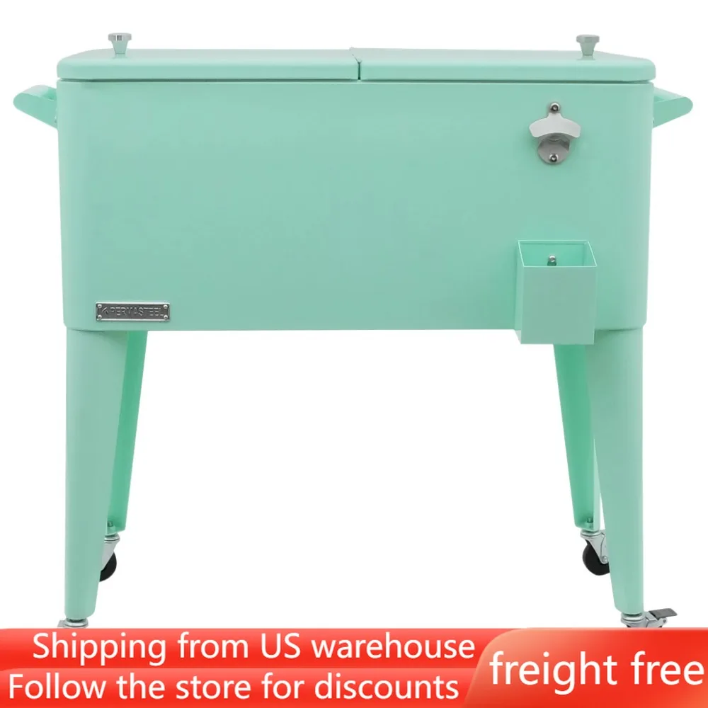 80-qt Classic Outdoor Steel Patio Cooler On Wheels Mint Frei