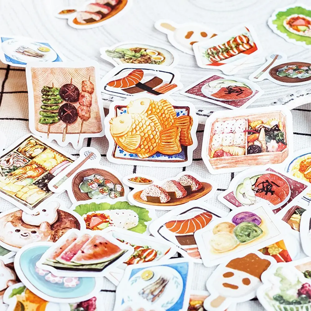 

46pcs Journaling Crafts Kitchen Planners Cute Food Sticker Diary Scrapbooking Decorative Stickers