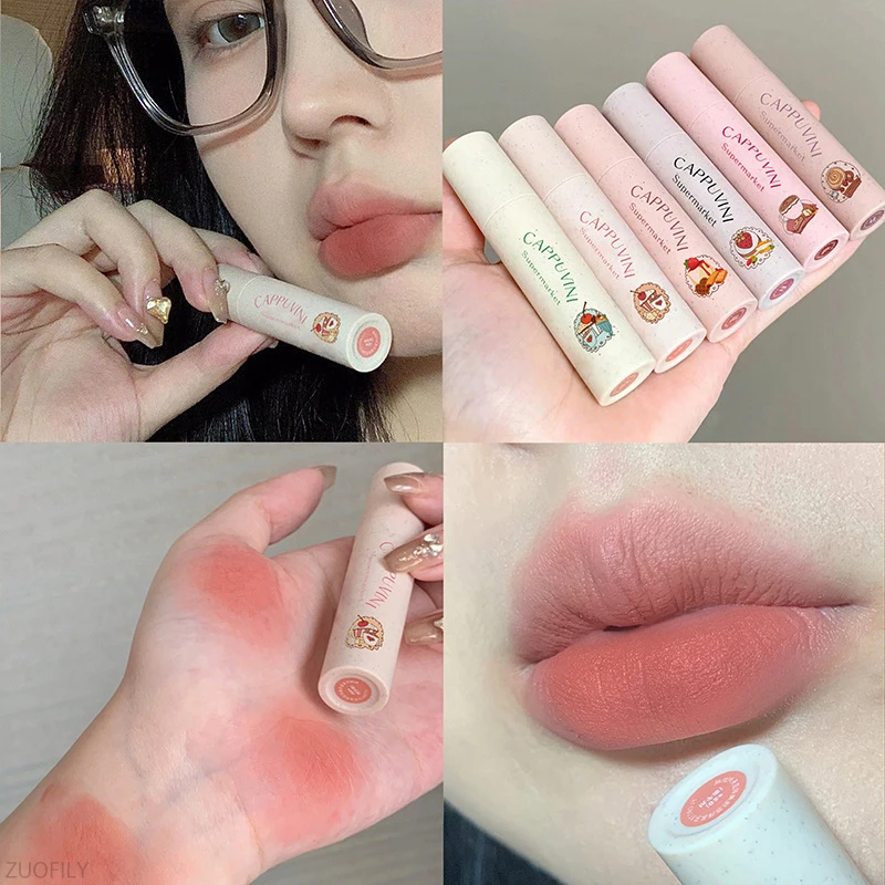 

6 Colors Peach Matte Sexy Red Lipsticks Waterproof Lip Gloss Long Lasting Non-Stick Cup Liquid Lipstick Korean Makeup Cosmetics