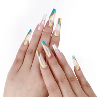 24pcs high quality fake nail gel nail art uv color printing wear resistant nail art nail accessories