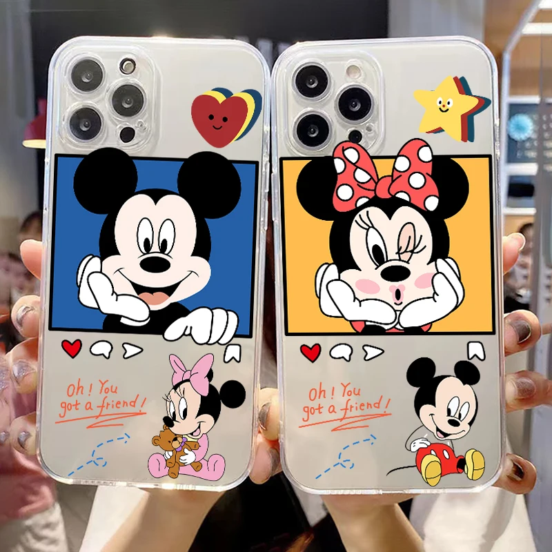 

Cute Mickey Minnie Disney For iPhone 13 12 11 Pro 12 13 Mini X XR XS Max 6 6S 7 8 Plus SE2 Clear Phone Case Cover Soft Shell