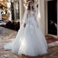 chenxiao a line wedding dresses bohemia strapless long sleeves lace up ivory white appliques bridal gowns vestido de novia