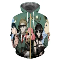 promo japan new anime anya spy x family figure cosplay zipper hoodies fashion y2k mens zip sweater polyester antumn hoodies