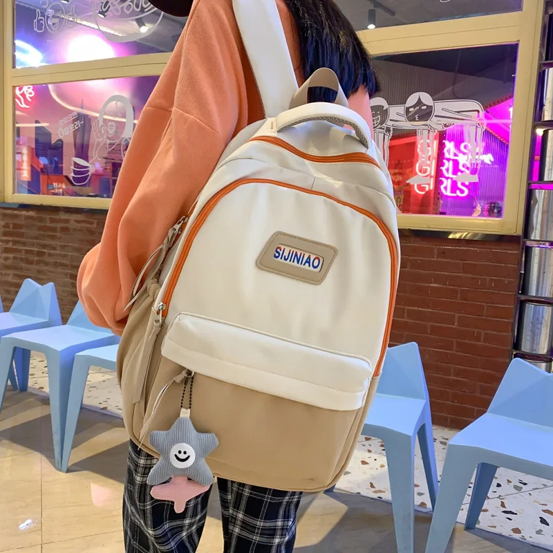 

Women's Schoolbag Korean Fashion Junior High School Large Capacity Shoulder Bag University Nylon Waterproof Backpacks