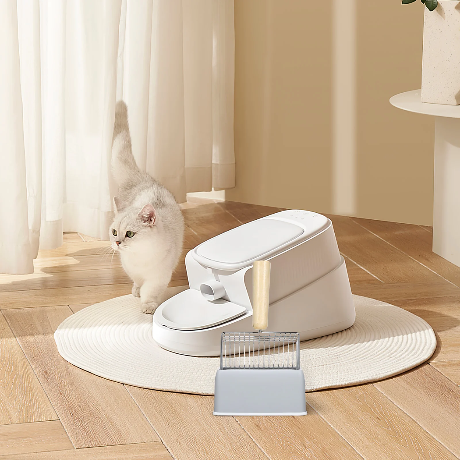 Совок для кошачьего туалета с большой деревянной ручкой ((набор) Серый) Товары