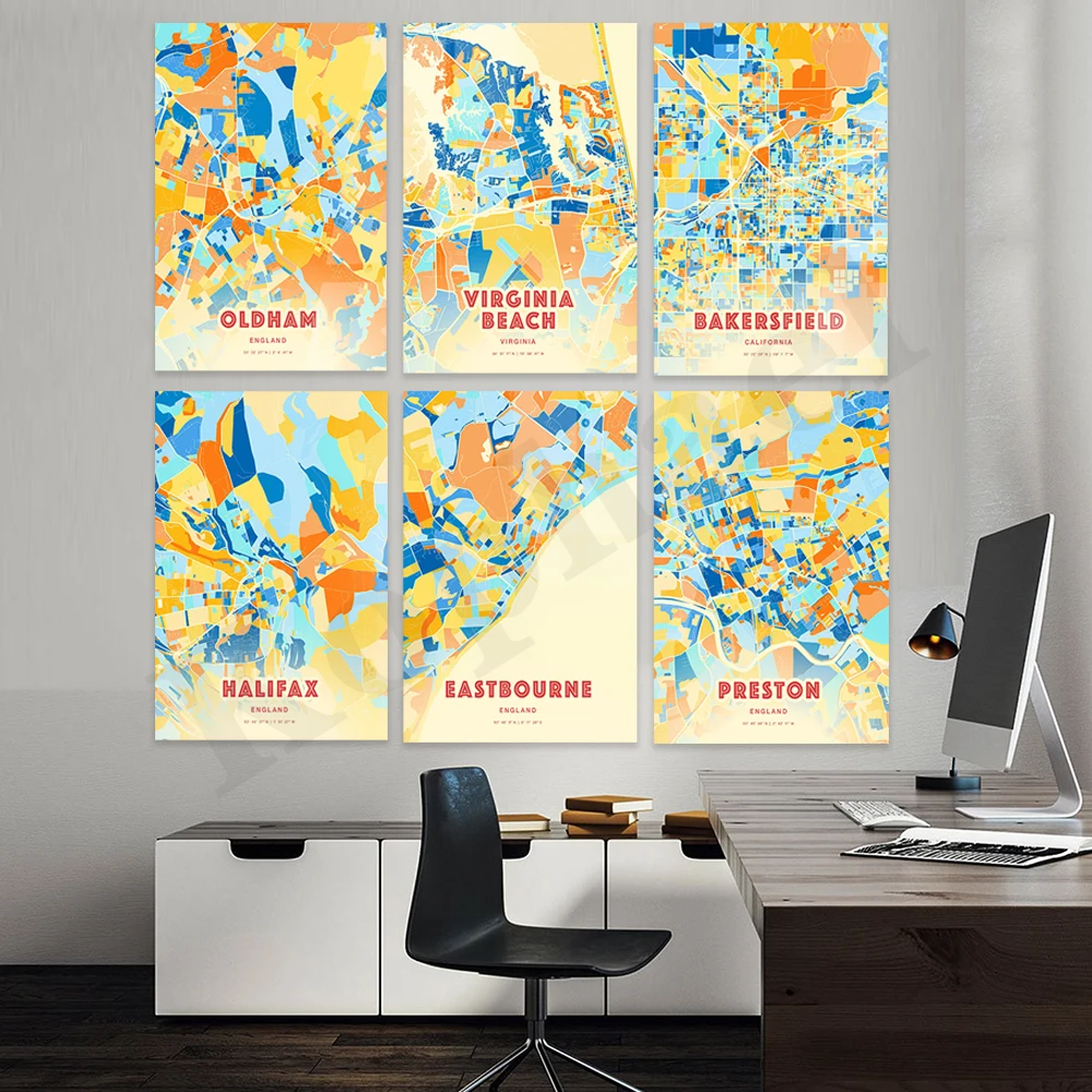 Плакат с цветной картой городов KOPHAEL