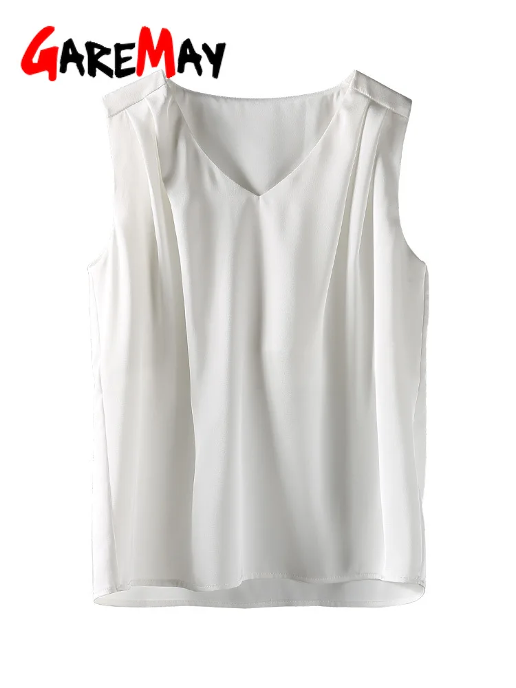 Женская летняя блузка оверсайз с v-образным вырезом шелковая атласная без