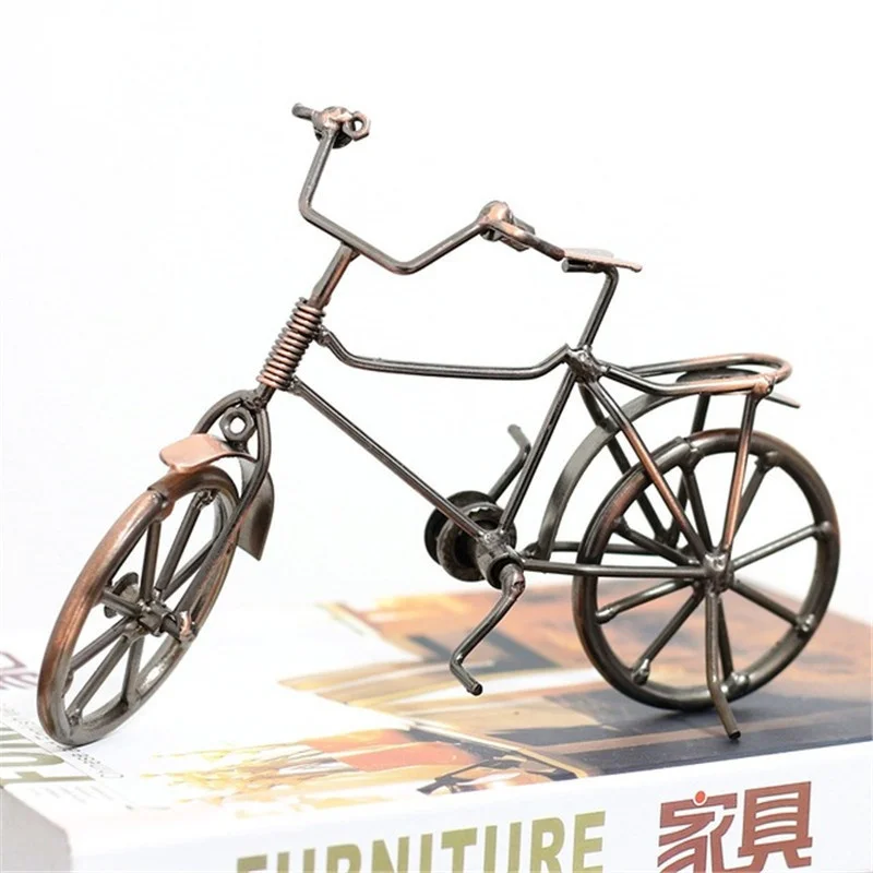 

Nostalgic Metal Antique Bike Figurine Home Decoration Crafts Retro Bicycle Model Office Desktop Ornaments Miniatures Kids Toy