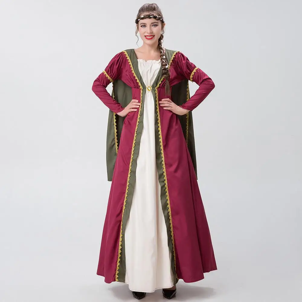 

Halloween Cosplay Medieval Queen Costume Adult Court Queen Dress