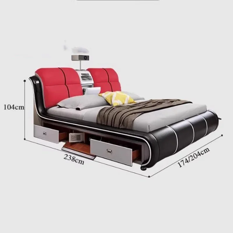 Необычная деревянная двуспальная кровать для взрослых выдвижной ящик двойная