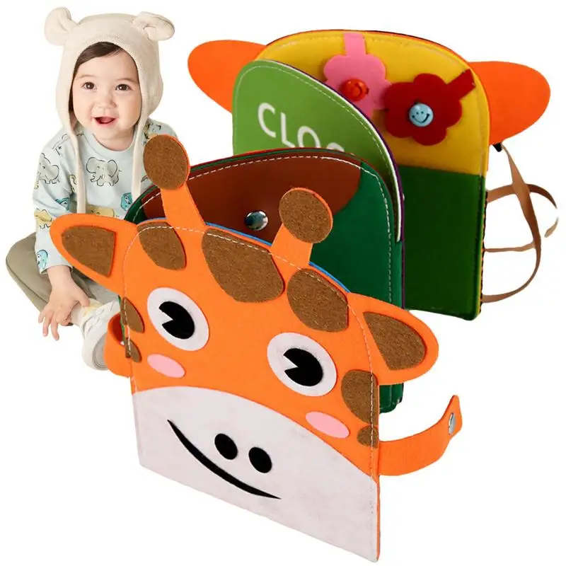 

Войлочная сумка с милым жирафом, игрушка Монтессори для малышей, Дошкольное обучение, мягкая игрушка для путешествий, сенсорная развивающая занятая книга для мальчиков