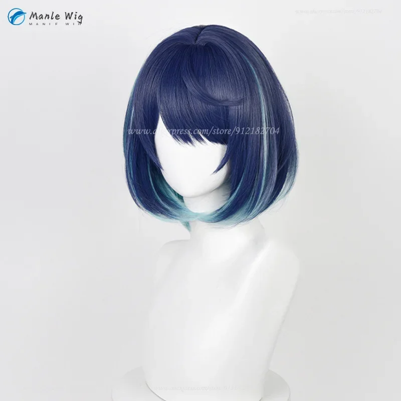 Аниме Косплей 34 см Короткий парик для косплея Akane Kurokawa Темно-синий градиентный
